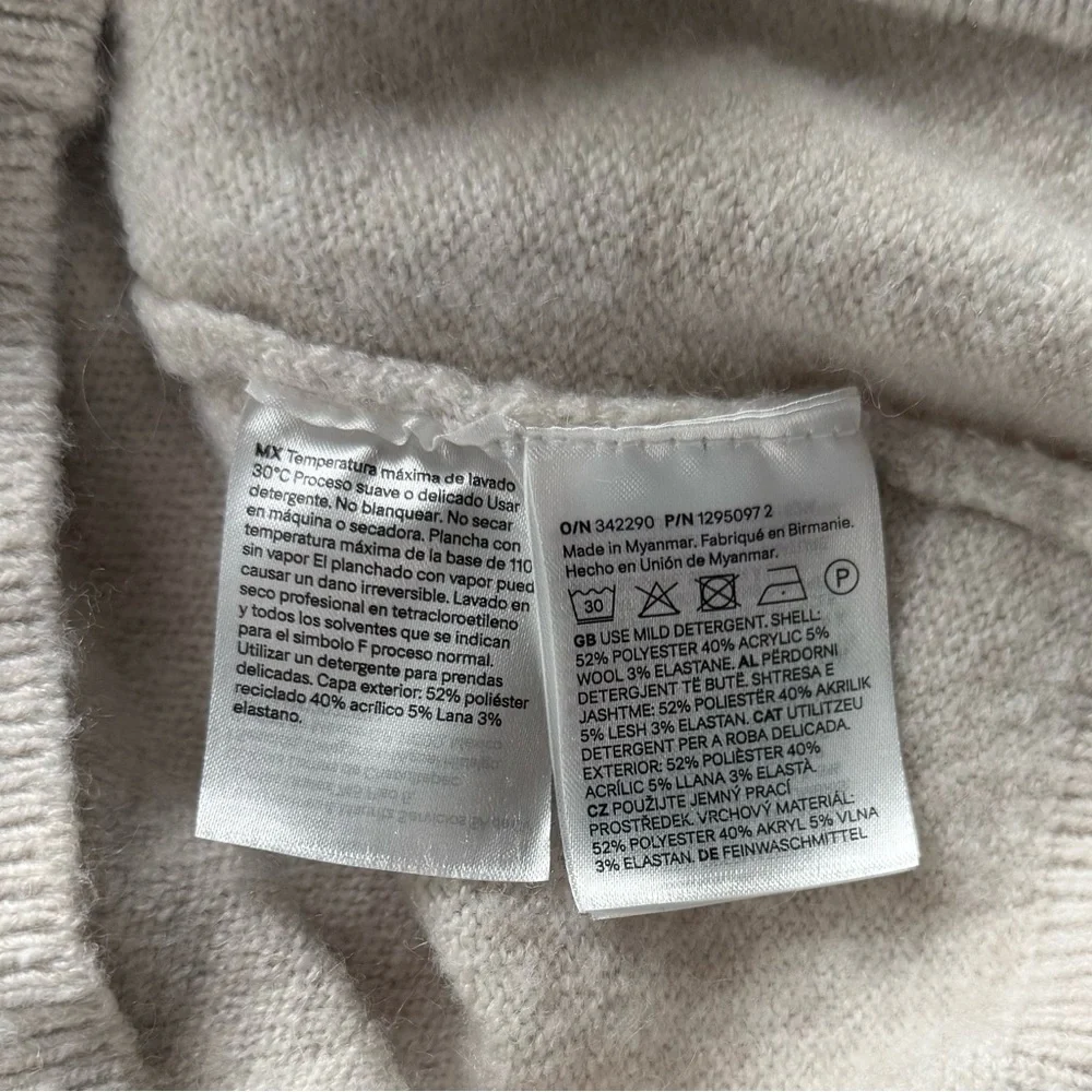 H&M Turtleneck Sweater Soft-Knit Loose-Fit Light Gray Melange Size S